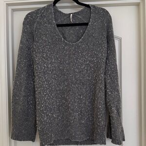 Free People Gray and White Knit Sweater